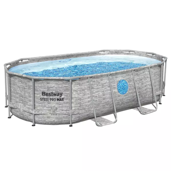 Каркасный бассейн Bestway 56714 BW, Power Steel 427х250х100см "Ротанг" 7250л, фильтр-насос, лестница, тент фото 5